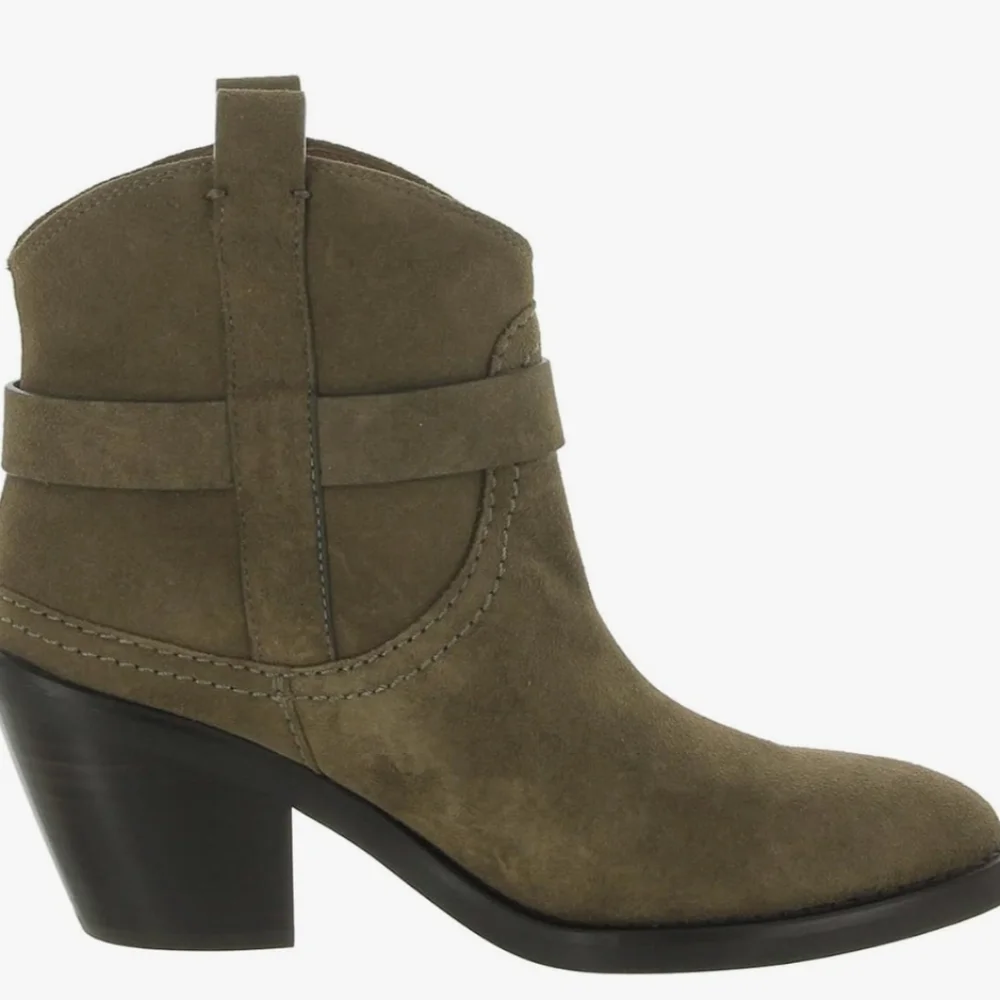 NEW...See By Chloe Olive Calf Suede Cowboy Boots....Size 7.5